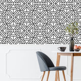 Linear Black Peel & Stick Wallpaper with Modern Geometric Pattern - NuWallpaper NUS3499