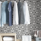 Linear Black Peel & Stick Wallpaper with Modern Geometric Pattern - NuWallpaper NUS3499