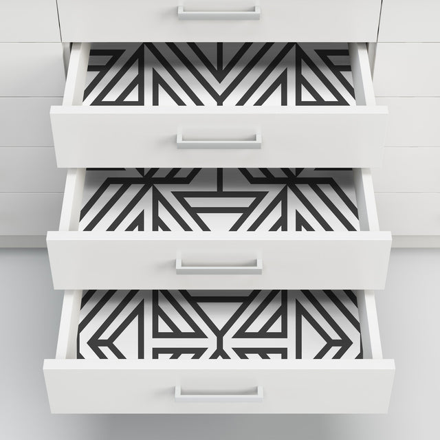 Linear Black Peel & Stick Wallpaper with Modern Geometric Pattern - NuWallpaper NUS3499