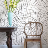 Imprint Black Peel & Stick Wallpaper with Modern Abstract Geometric Brushstroke Pattern - NuWallpaper NUS3500