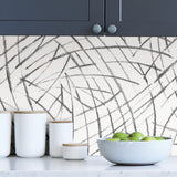 Imprint Black Peel & Stick Wallpaper with Modern Abstract Geometric Brushstroke Pattern - NuWallpaper NUS3500