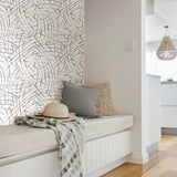 Imprint Black Peel & Stick Wallpaper with Modern Abstract Geometric Brushstroke Pattern - NuWallpaper NUS3500