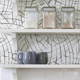 Imprint Black Peel & Stick Wallpaper with Modern Abstract Geometric Brushstroke Pattern - NuWallpaper NUS3500