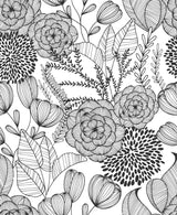 Secret Garden Black Peel & Stick Wallpaper with Whimsical Botanical Floral Pattern - NuWallpaper NUS3501