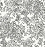 Sudbury Black & White Peel & Stick Wallpaper with Vintage Floral Pattern - NuWallpaper NUS3544