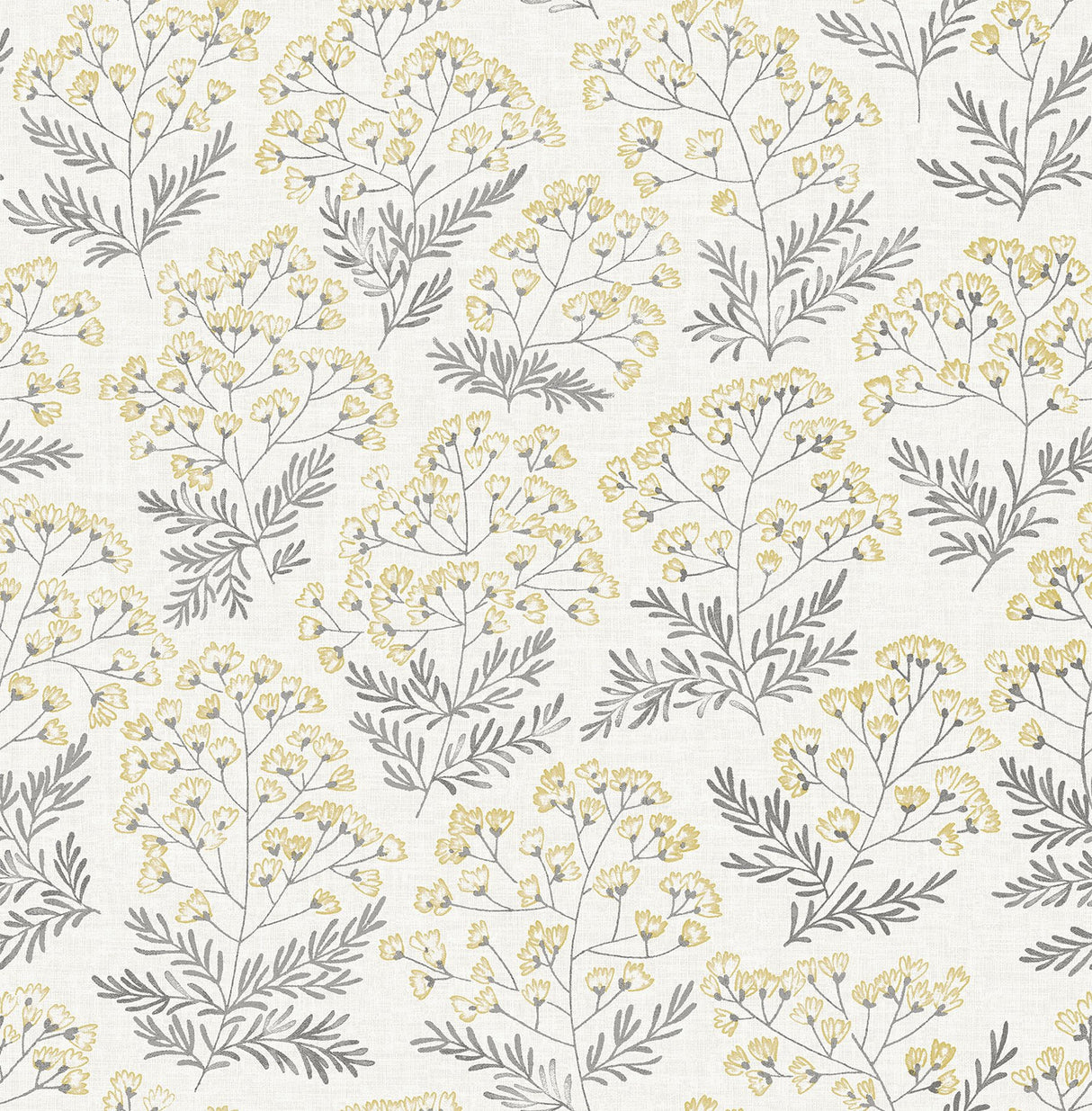 Wethersfield Yellow Peel & Stick Wallpaper with Floral Botanical Motif - NuWallpaper NUS3546