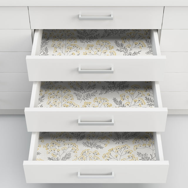 Wethersfield Yellow Peel & Stick Wallpaper with Floral Botanical Motif - NuWallpaper NUS3546