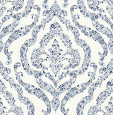 Guildford Blue Peel & Stick Wallpaper with Floral Damask Pattern - NuWallpaper NUS3547