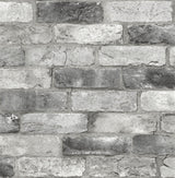 Grey London Brick Peel & Stick Wallpaper with Textured Industrial Brick Pattern - NuWallpaper NUS3550