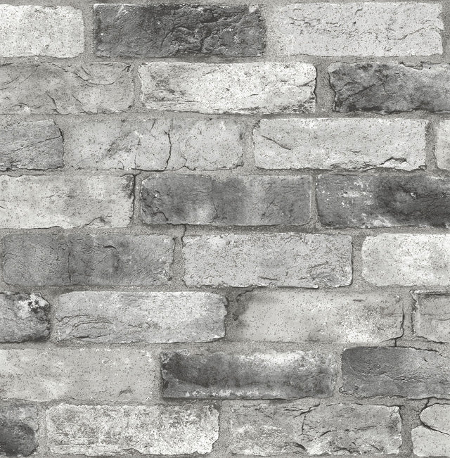 Grey London Brick Peel & Stick Wallpaper with Textured Industrial Brick Pattern - NuWallpaper NUS3550