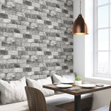 Grey London Brick Peel & Stick Wallpaper with Textured Industrial Brick Pattern - NuWallpaper NUS3550
