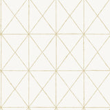 Get In Line White & Gold Peel & Stick Wallpaper with Modern Geometric Pattern, Metallic Effect - NuWallpaper NUS3577
