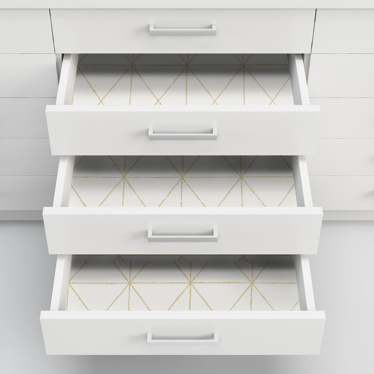 Get In Line White & Gold Peel & Stick Wallpaper with Modern Geometric Pattern, Metallic Effect - NuWallpaper NUS3577