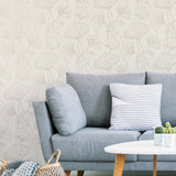 Hikarigaoka Silver Peel & Stick Wallpaper with Metallic Floral Pattern, Modern Style - NuWallpaper NUS3578
