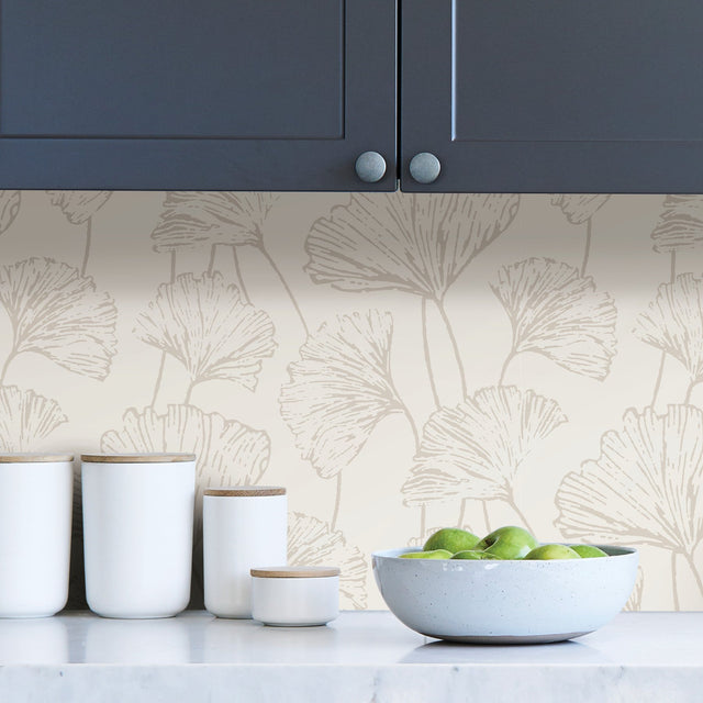 Hikarigaoka Silver Peel & Stick Wallpaper with Metallic Floral Pattern, Modern Style - NuWallpaper NUS3578