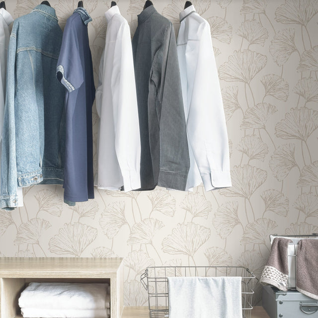 Hikarigaoka Silver Peel & Stick Wallpaper with Metallic Floral Pattern, Modern Style - NuWallpaper NUS3578