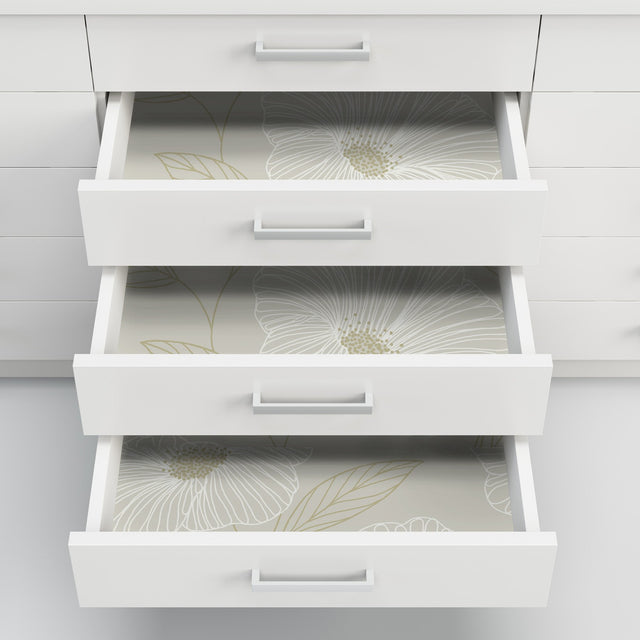 Floweret Dove Peel & Stick Wallpaper with Metallic Floral Motif - NuWallpaper NUS3579