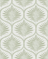 Primitive Leaves Green Peel & Stick Wallpaper with Botanical Ogee Pattern - NuWallpaper NUS3621