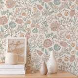 Southern Trail Pastel Peel & Stick Wallpaper with Botanical Floral Pattern, Farmhouse Style - NuWallpaper NUS3623