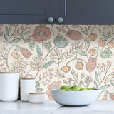 Southern Trail Pastel Peel & Stick Wallpaper with Botanical Floral Pattern, Farmhouse Style - NuWallpaper NUS3623