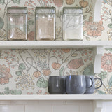 Southern Trail Pastel Peel & Stick Wallpaper with Botanical Floral Pattern, Farmhouse Style - NuWallpaper NUS3623