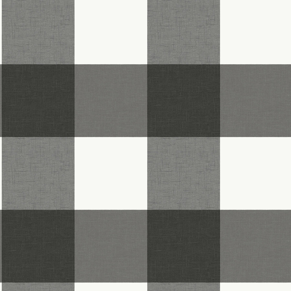 Farmhouse Plaid Charcoal Peel & Stick Wallpaper with Faux Fabric Buffalo Check - NuWallpaper NUS3624
