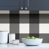 Farmhouse Plaid Charcoal Peel & Stick Wallpaper with Faux Fabric Buffalo Check - NuWallpaper NUS3624