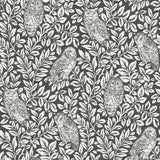 Sleepy Owls Charcoal Peel & Stick Wallpaper with Woodland Owl Motif - NuWallpaper NUS3625