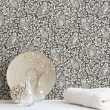 Sleepy Owls Charcoal Peel & Stick Wallpaper with Woodland Owl Motif - NuWallpaper NUS3625