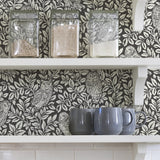 Sleepy Owls Charcoal Peel & Stick Wallpaper with Woodland Owl Motif - NuWallpaper NUS3625