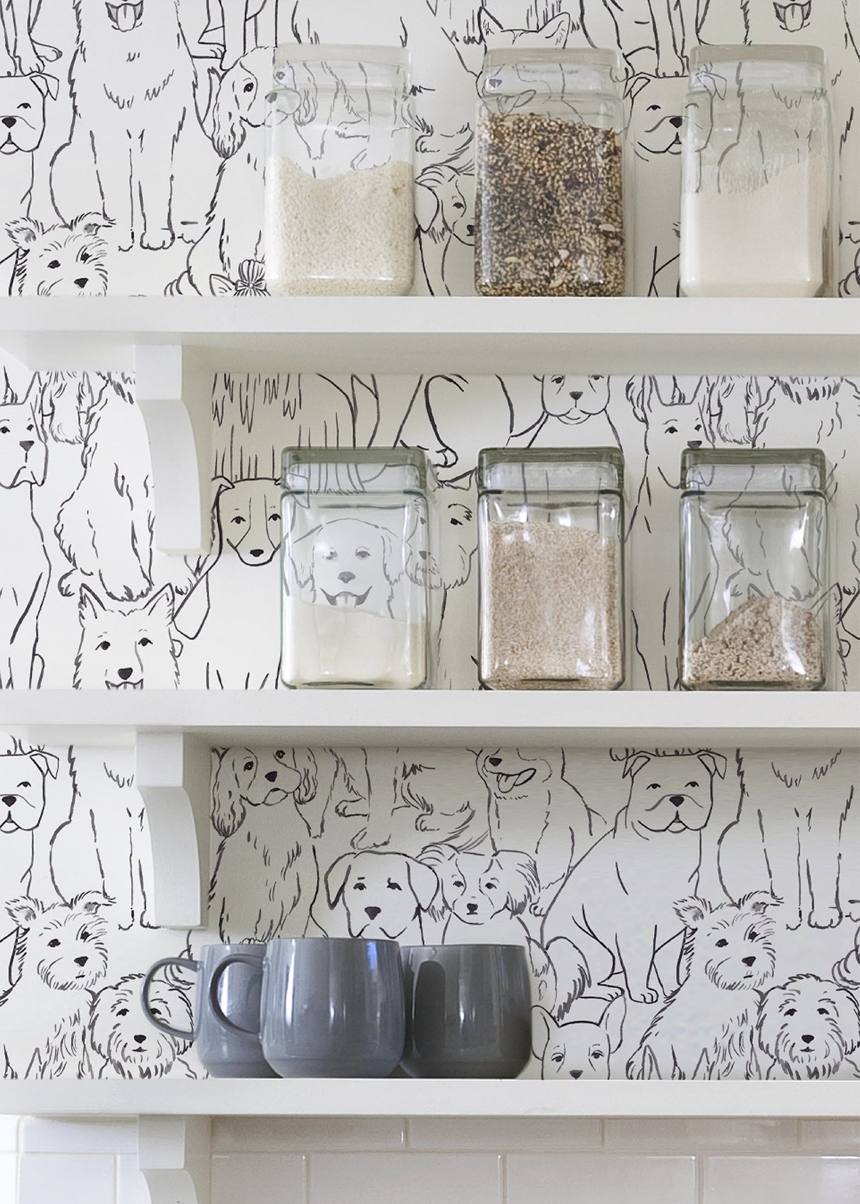 Paws On Black & White Peel & Stick Wallpaper with Novelty Dog Pattern - NuWallpaper NUS3675