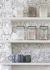 Paws On Black & White Peel & Stick Wallpaper with Novelty Dog Pattern - NuWallpaper NUS3675
