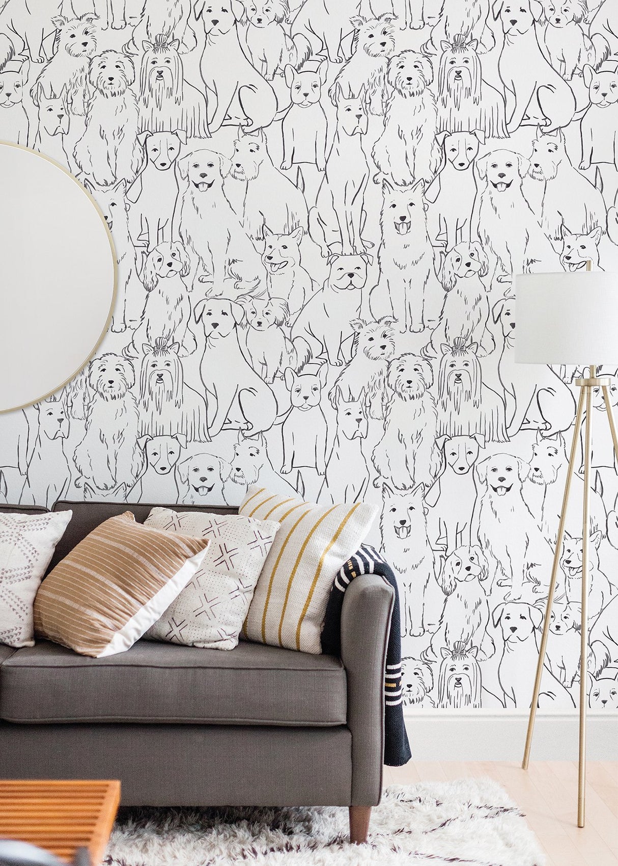 Paws On Black & White Peel & Stick Wallpaper with Novelty Dog Pattern - NuWallpaper NUS3675