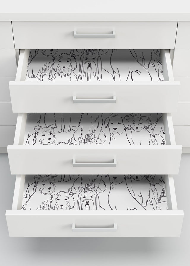 Paws On Black & White Peel & Stick Wallpaper with Novelty Dog Pattern - NuWallpaper NUS3675