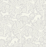 Merriment Grey Peel & Stick Wallpaper with Scandinavian Forest Motif - NuWallpaper NUS3677