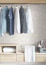 Merriment Grey Peel & Stick Wallpaper with Scandinavian Forest Motif - NuWallpaper NUS3677
