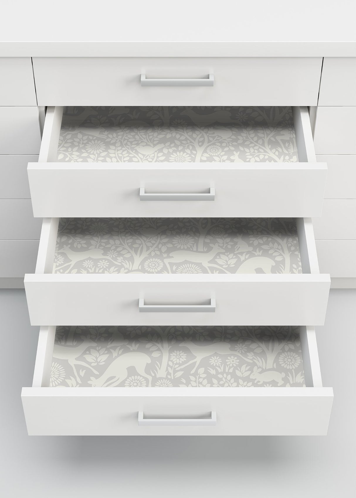 Merriment Grey Peel & Stick Wallpaper with Scandinavian Forest Motif - NuWallpaper NUS3677