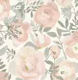 Peachy Keen Rose Peel & Stick Wallpaper with Whimsical Botanical Floral Pattern - NuWallpaper NUS3829