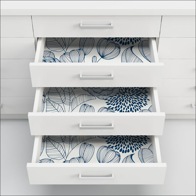 Secret Garden Navy Peel & Stick Wallpaper with Whimsical Botanical Floral Pattern - NuWallpaper NUS3830