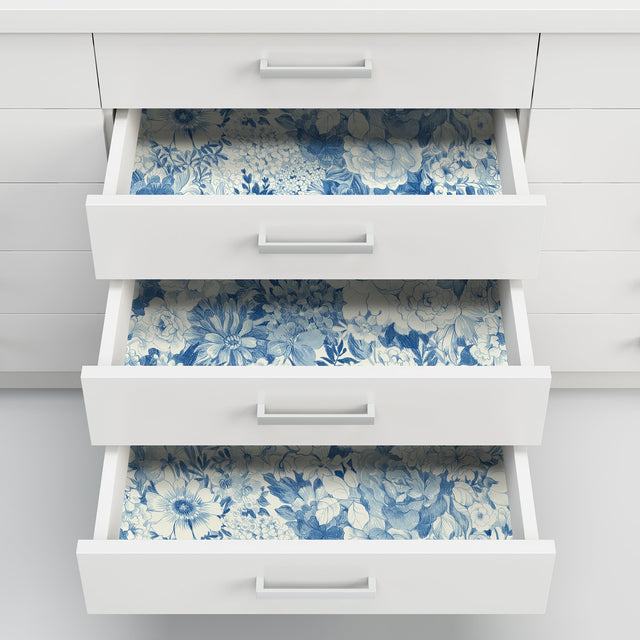 Empress Garden Indigo Peel & Stick Wallpaper with Metallic Modern Floral Pattern - NuWallpaper NUS3833
