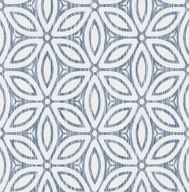 Hepatica Petal Blue Peel & Stick String Wallpaper with Modern Botanical Floral Pattern - NuWallpaper NUS3958