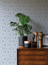 Hepatica Petal Blue Peel & Stick String Wallpaper with Modern Botanical Floral Pattern - NuWallpaper NUS3958