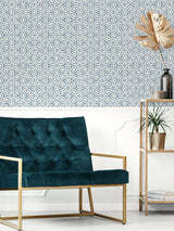 Hepatica Petal Blue Peel & Stick String Wallpaper with Modern Botanical Floral Pattern - NuWallpaper NUS3958