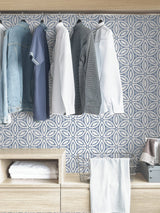 Hepatica Petal Blue Peel & Stick String Wallpaper with Modern Botanical Floral Pattern - NuWallpaper NUS3958