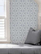 Hepatica Petal Blue Peel & Stick String Wallpaper with Modern Botanical Floral Pattern - NuWallpaper NUS3958