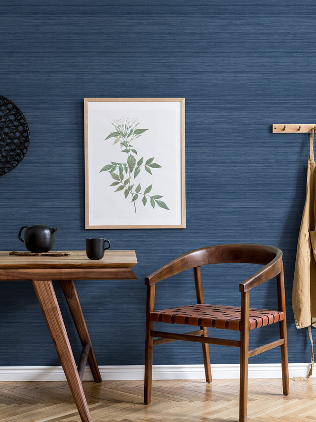 Crossweave Indigo Textured Peel & Stick String Wallpaper - NuWallpaper NUS3959