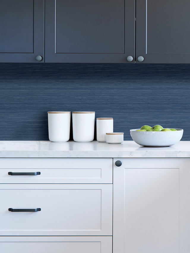 Crossweave Indigo Textured Peel & Stick String Wallpaper - NuWallpaper NUS3959