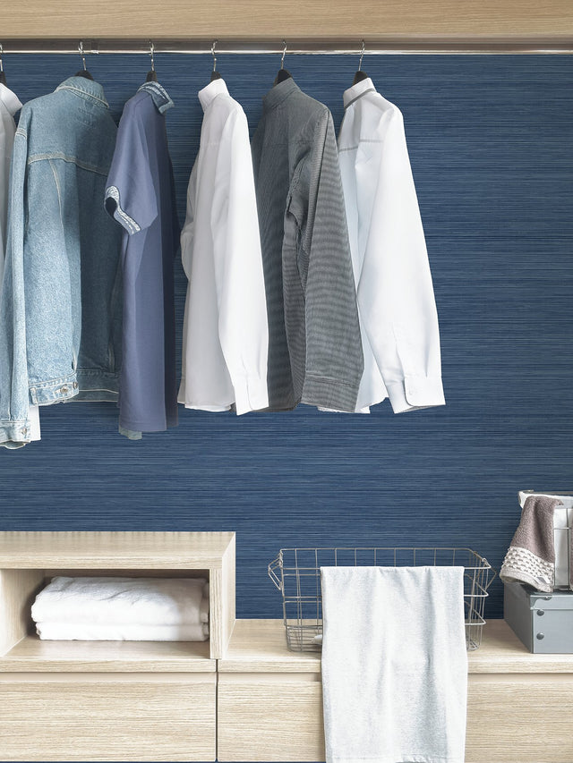 Crossweave Indigo Textured Peel & Stick String Wallpaper - NuWallpaper NUS3959