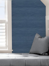 Crossweave Indigo Textured Peel & Stick String Wallpaper - NuWallpaper NUS3959