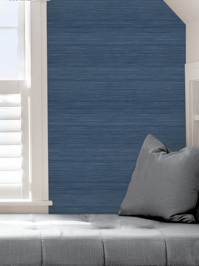 Crossweave Indigo Textured Peel & Stick String Wallpaper - NuWallpaper NUS3959
